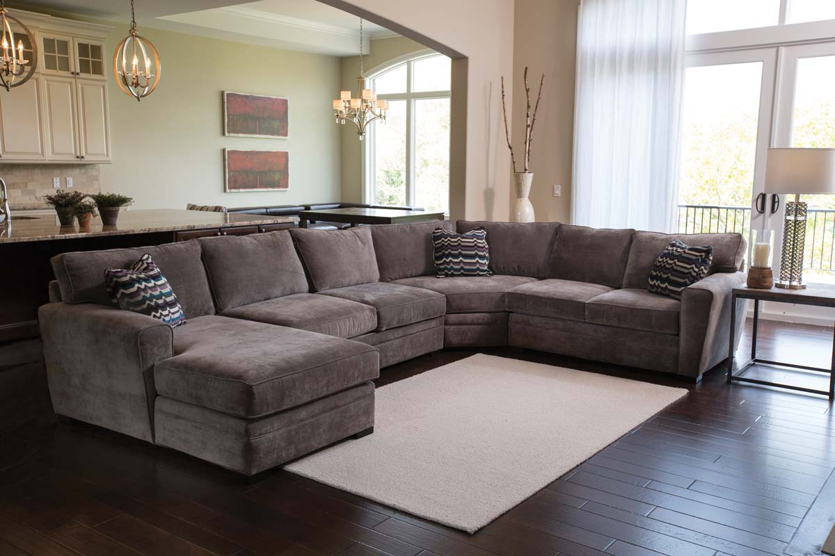 A grey sectional couch from Jonathan Louis